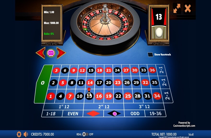3D European Roulette screen 2