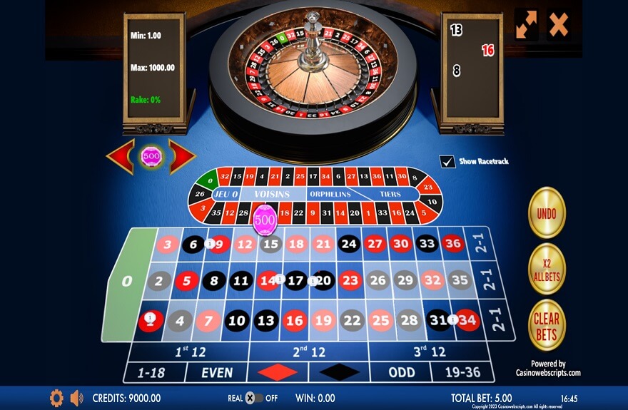 3D European Roulette screen 3