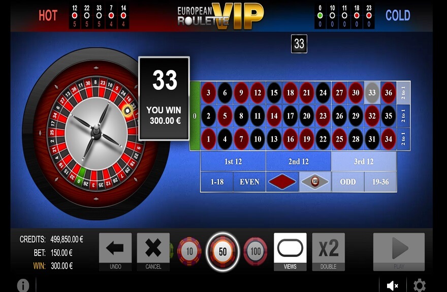 European Roulette VIP screen 2