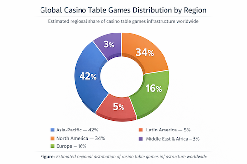 Global casino table games distribution by region